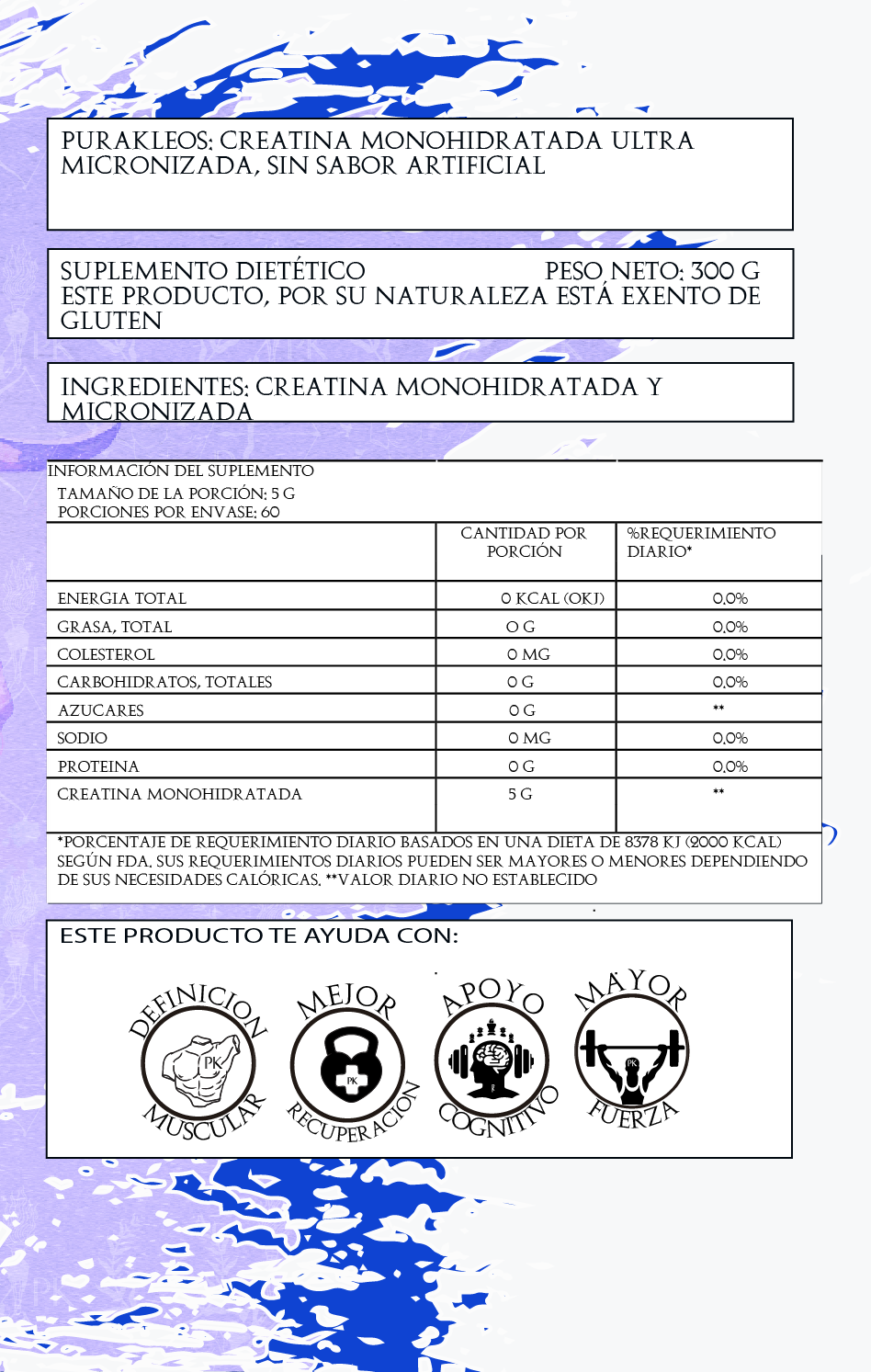 Creatina monohidratada sin sabor